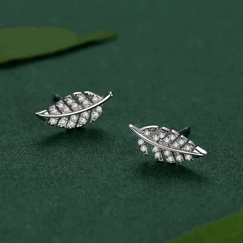 Crystal Leaf Earrings