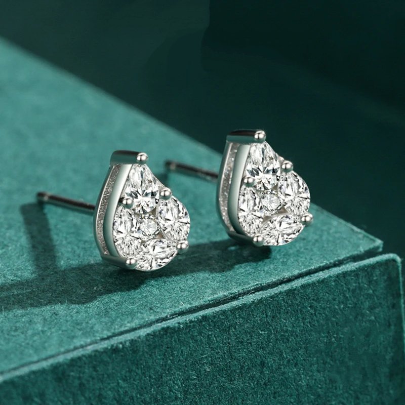 Crystal Teardrop Silver Earrings