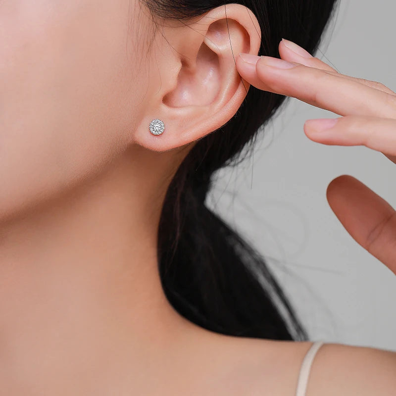 Halo Spark Silver Earrings