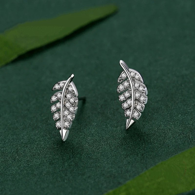 Crystal Leaf Earrings