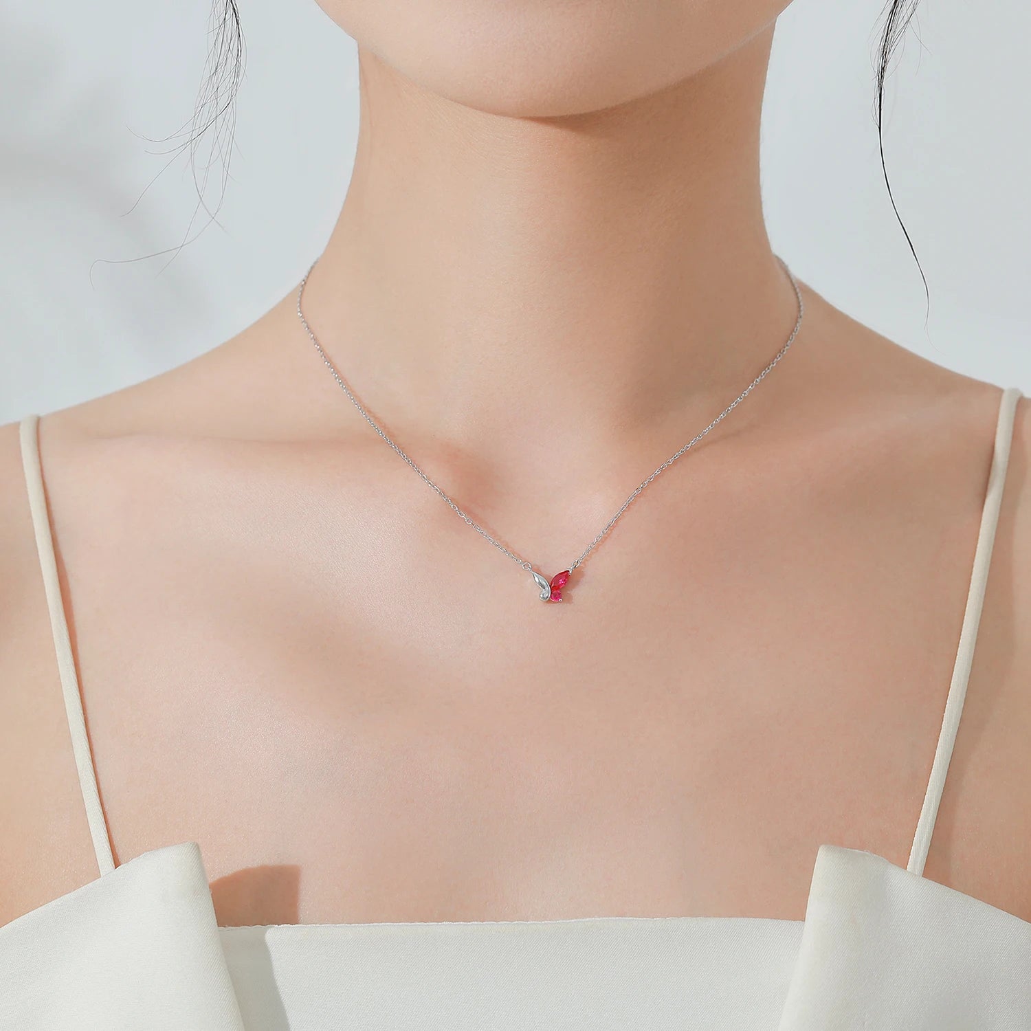 Ruby Butterfly Necklace